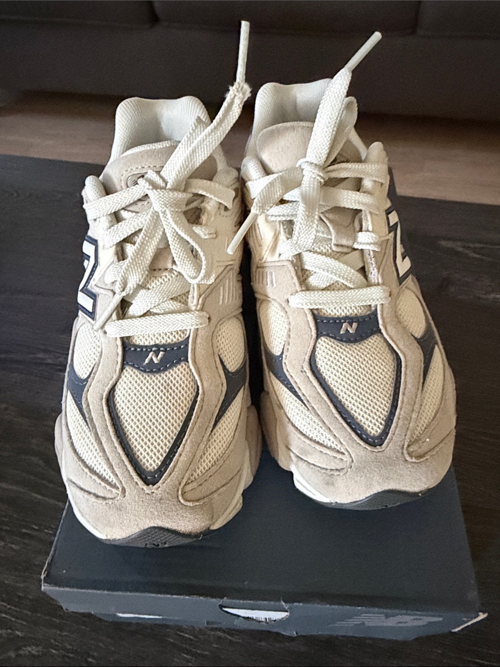 New Balance Kids Tan and Navy Athletic Sneakers
